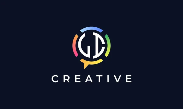 Creative Chat Lettres Initiales Logo Logo Intègre Une Forme Abstraite — Image vectorielle