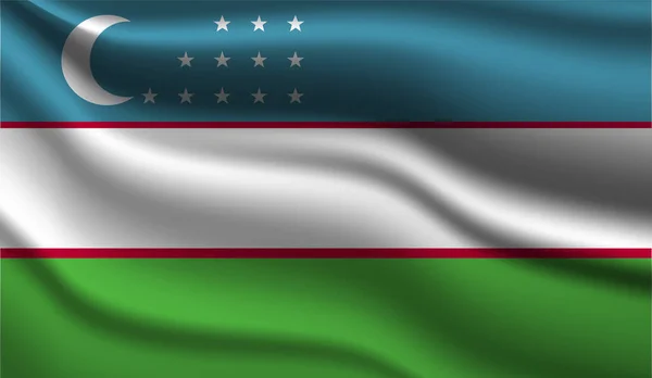 Rancangan Bendera Modern Realistik Uzbekistan Vektor Ilustrasi Ini Akan Digunakan - Stok Vektor