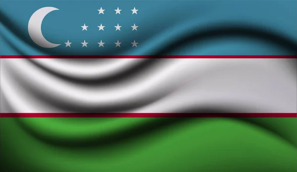 Uzbekistan Realistik Melambaikan Bendera Desain Vektor Ilustrasi Ini Akan Digunakan - Stok Vektor