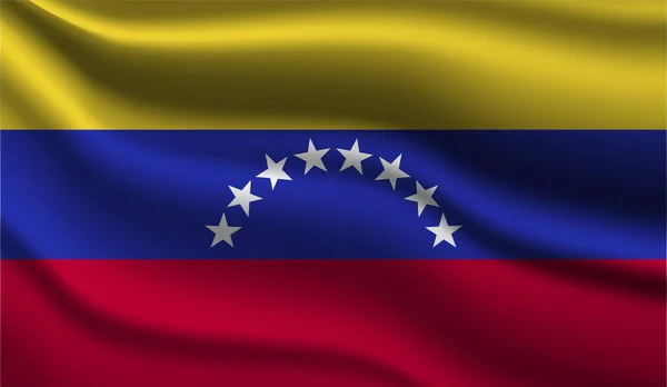 Venezuela Gerçekçi Modern Bayrak Tasarımı Vektör Çizimi Arkaplan Doku Veya — Stok Vektör