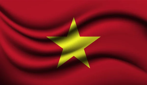 Vietnam Realistiska Viftande Flaggdesign Vektorillustration Den Kommer Att Användas För — Stock vektor