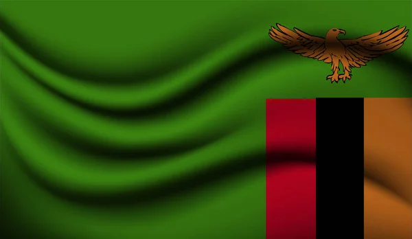 Zambia Realistic Waving Flag Design Vector Illustration Used Background Texture — Stockový vektor