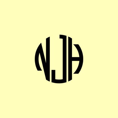 Yaratıcı Yuvarlak Harfler NJH logosu. Bu başlangıç için hangi şirket veya markanın adı uygun olacaktır.