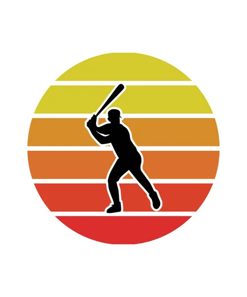 Plantilla Retro Sunset Design Béisbol Plantilla Diseño Vectorial Para Logotipo — Vector de stock