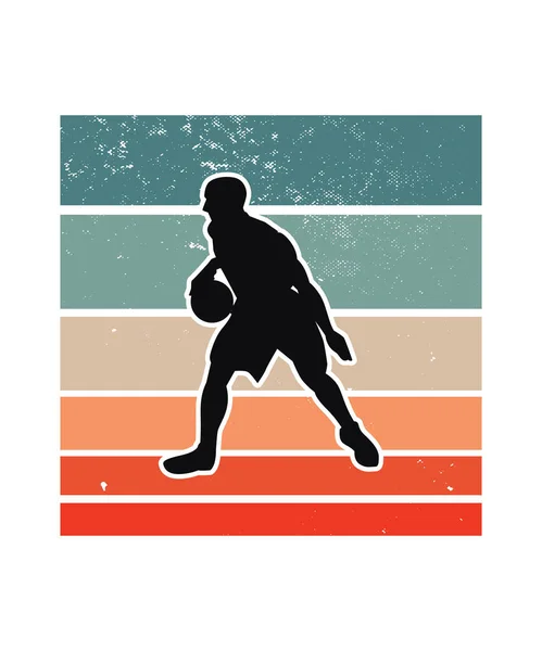 Basketbal Retro Sunset Design Sjabloon Vector Design Sjabloon Voor Logo — Stockvector