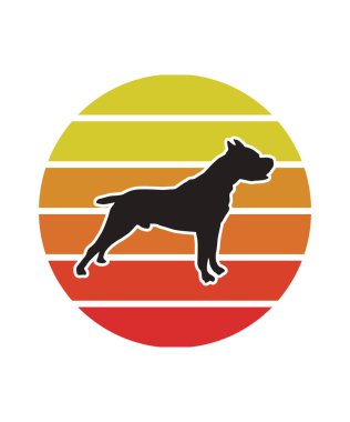 Boxer Retro Sunset Tasarım şablonu. Logo, rozet, tişört, POD ve kitap kapağı için vektör tasarımı şablonu. İzole edilmiş beyaz arkaplan.