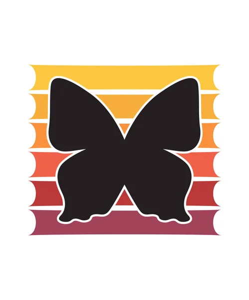 Motýli Retro Sunset Design Šablony Šablona Vektorového Designu Pro Logo — Stockový vektor