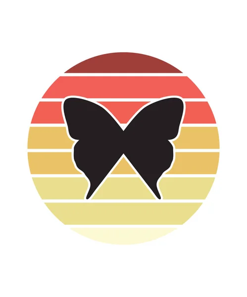 Fjärilar Retro Sunset Design Mall Vektor Design Mall För Logotyp — Stock vektor