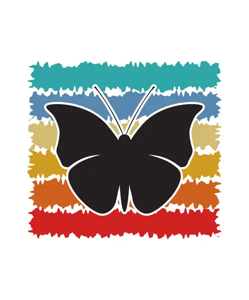 Motýli Retro Sunset Design Šablony Šablona Vektorového Designu Pro Logo — Stockový vektor