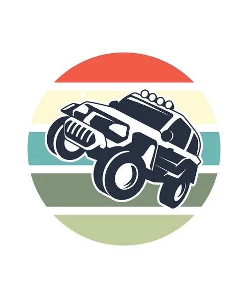 Car Retro Sunset Design Template Vector Design Template Logo Badges — Stock Vector