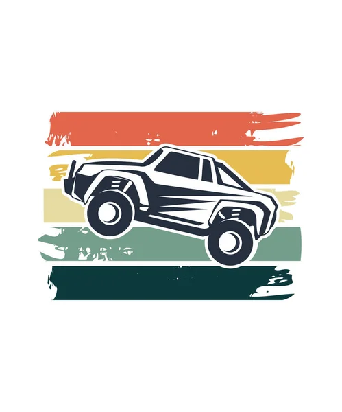 Car Retro Sunset Design Vorlage Vector Designvorlage Für Logo Abzeichen — Stockvektor