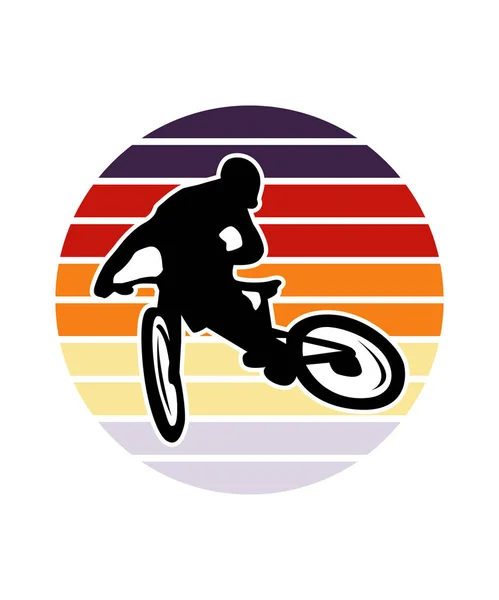 Plantilla Bike Retro Sunset Design Plantilla Diseño Vectorial Para Logotipo — Vector de stock