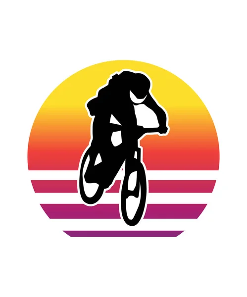 Plantilla Bike Retro Sunset Design Plantilla Diseño Vectorial Para Logotipo — Vector de stock