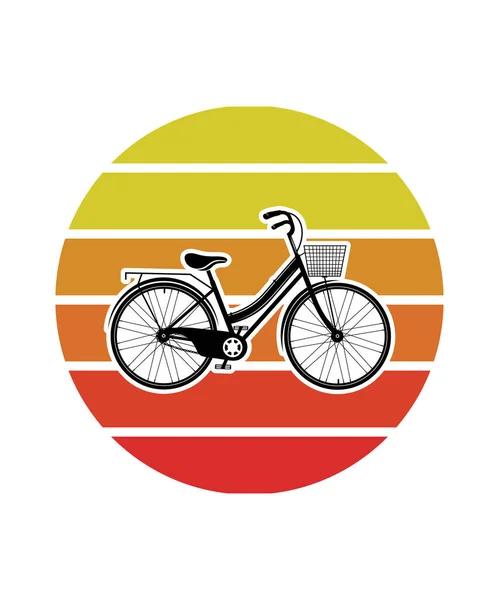 Rower Retro Sunset Design Szablon Szablon Wektorowy Projektowania Logo Odznaki — Wektor stockowy