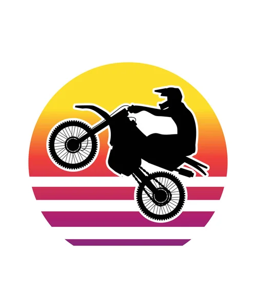 Modèle Vélo Rétro Sunset Design Modèle Conception Vectorielle Pour Logo — Image vectorielle