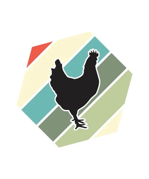 Chicken Retro Sunset Design Векторний Дизайн Шаблону Логотипу Значків Футболки — стоковий вектор