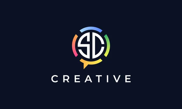 Creative Chat Letras Iniciais Logotipo Este Logotipo Incorporar Com Forma — Vetor de Stock