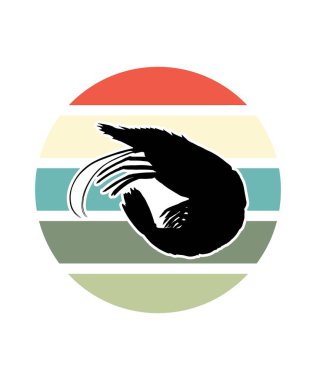 Crab Retro Sunset Tasarım Şablonu. Logo, rozet, tişört, POD ve kitap kapağı için vektör tasarımı şablonu. İzole edilmiş beyaz arkaplan.