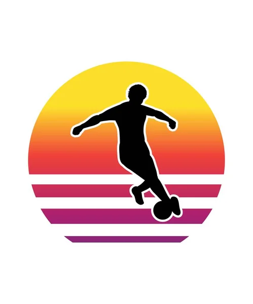 Football Retro Sunset Design Modello Modello Design Vettoriale Logo Badge — Vettoriale Stock
