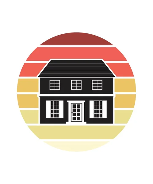 Plantilla House Retro Sunset Design Plantilla Diseño Vectorial Para Logotipo — Archivo Imágenes Vectoriales