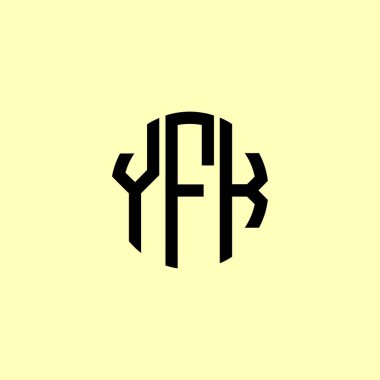 Yaratıcı Yuvarlak Harfler YFK Logosu. Bu başlangıç için hangi şirket veya markanın adı uygun olacaktır.