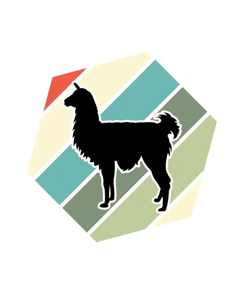 Modèle Llama Retro Sunset Design Modèle Conception Vectorielle Pour Logo — Image vectorielle