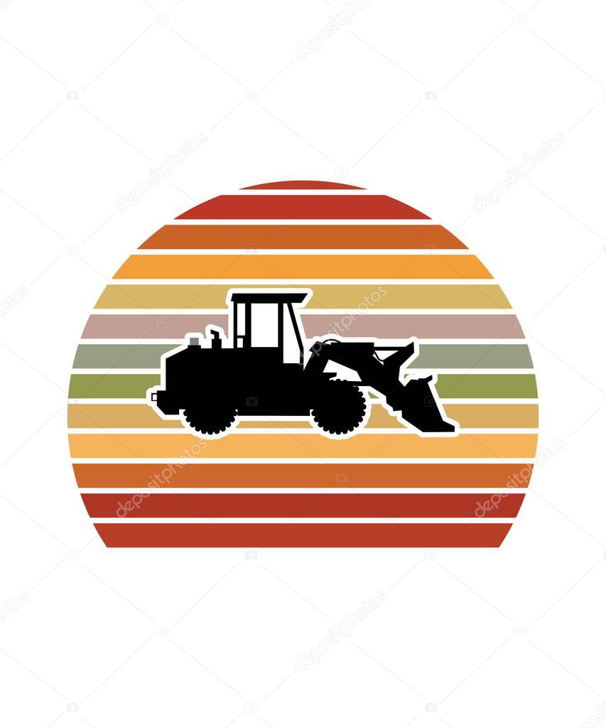 Transport Retro Sunset Design template. Vector design template for logo, badges, t-shirt, POD and book cover. Isolated white background.