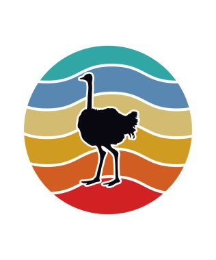 Tavuskuşu Retro Günbatımı Tasarım şablonu. Logo, rozet, tişört, POD ve kitap kapağı için vektör tasarımı şablonu. İzole edilmiş beyaz arkaplan.