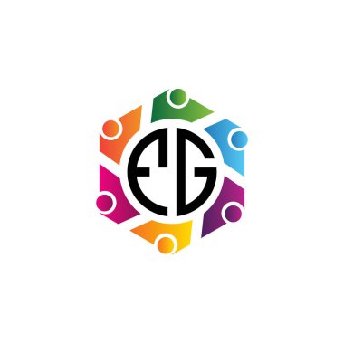 Topluluk Hexagon İlk Harfleri FG logosu. Ağ, takım veya sosyal hizmetler için amaç.