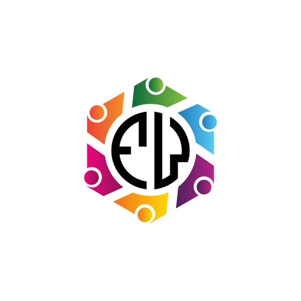 Topluluk Hexagon Harfler Logosu Takım Veya Sosyal Hizmetler Için Amaç — Stok Vektör