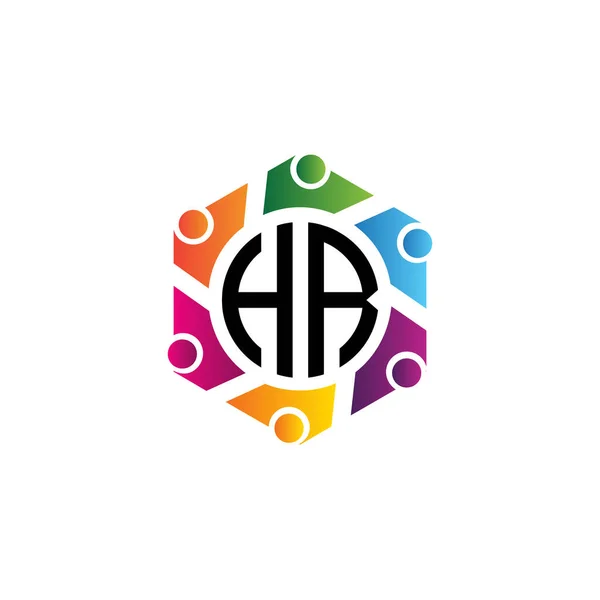 Topluluk Altıgen Baş Harfleri Logosu Takım Veya Sosyal Hizmetler Için — Stok Vektör