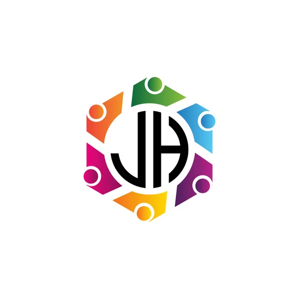 Спільнота Hexagon Initial Letters Logo Призначення Мережі Команди Або Соціальної — стоковий вектор