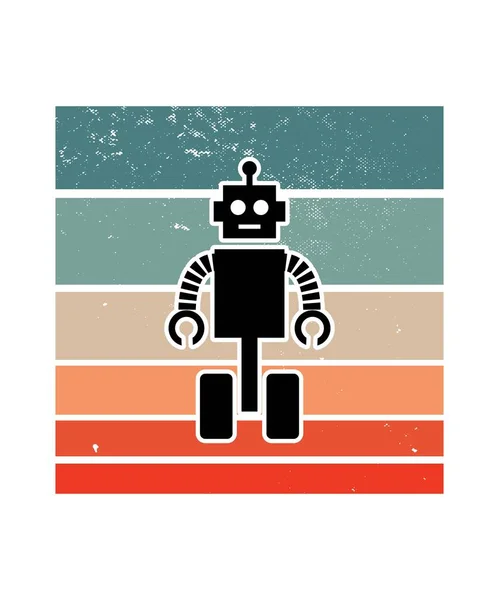 Robot Retro Sunset Design Векторний Дизайн Шаблону Логотипу Значків Футболки — стоковий вектор