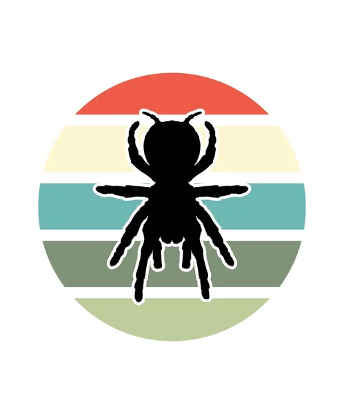 Spider Retro Sunset Design Vorlage Vector Designvorlage Für Logo Abzeichen — Stockvektor