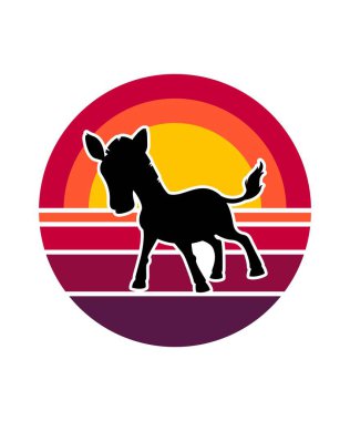 Zebra Retro Sunset Tasarım Şablonu. Logo, rozet, tişört, POD ve kitap kapağı için vektör tasarımı şablonu. İzole edilmiş beyaz arkaplan.