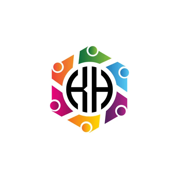Community Hexagon Initiala Bokstäver Logotyp Syfte För Nätverk Team Eller — Stock vektor