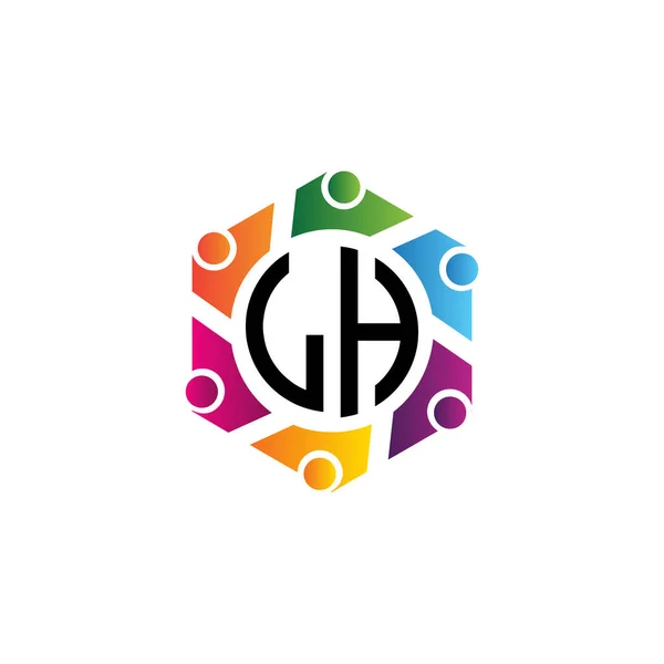 Logo Iniziale Delle Lettere Esagonali Comunitarie Scopo Del Lavoro Rete — Vettoriale Stock