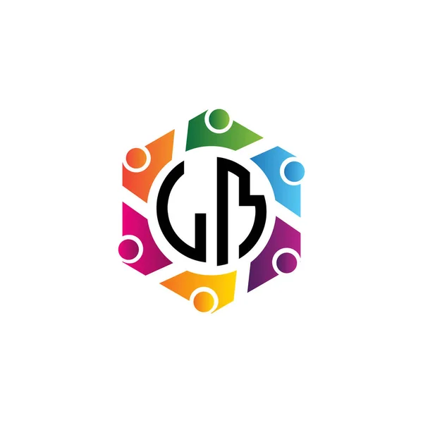 Topluluk Hexagon Harfleri Logosu Takım Veya Sosyal Hizmetler Için Amaç — Stok Vektör