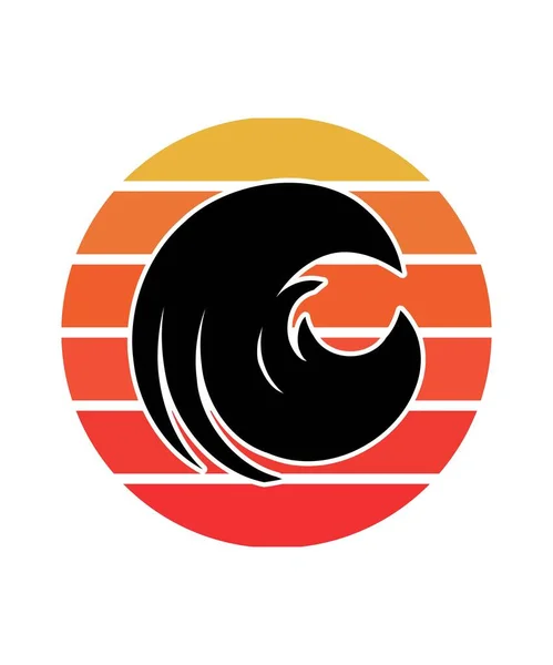 Wave Retro Sunset Design Template Modelo Design Vetorial Para Logotipo — Vetor de Stock