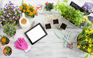 Tablet ile Bahçe seti