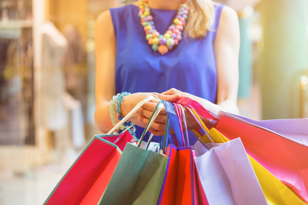 Female walking  and shopping