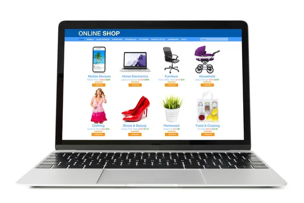 Voorbeeld Website Van Online Winkel Bekeken Laptop Computer — Stockfoto