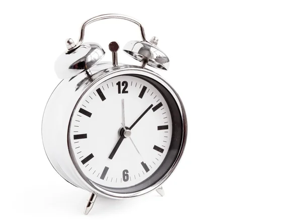 Shiny silver alarm clock — Stock Photo, Image