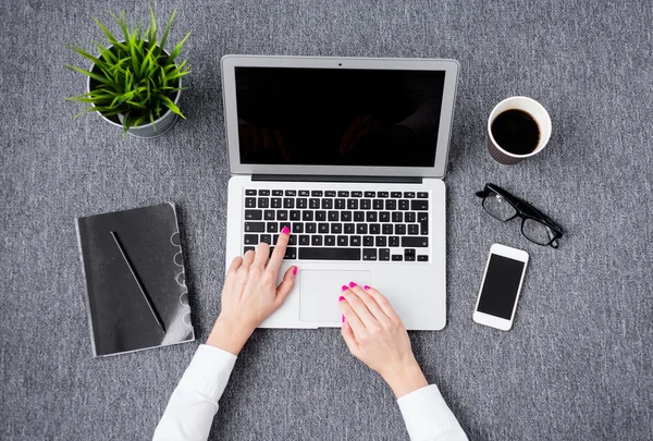 Young professional woman working with computer — Stock Photo, Image