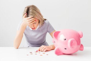 Woman having financial problems clipart