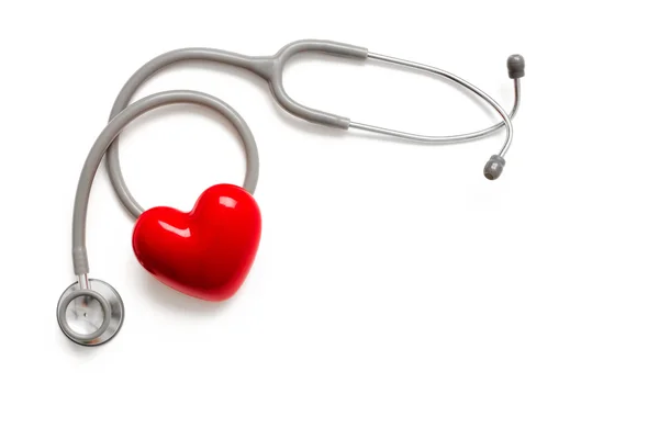 Stethoscoop en rood hart — Stockfoto