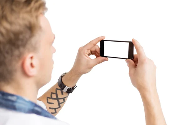 Man taking photo on mobile phone — Stock Photo, Image