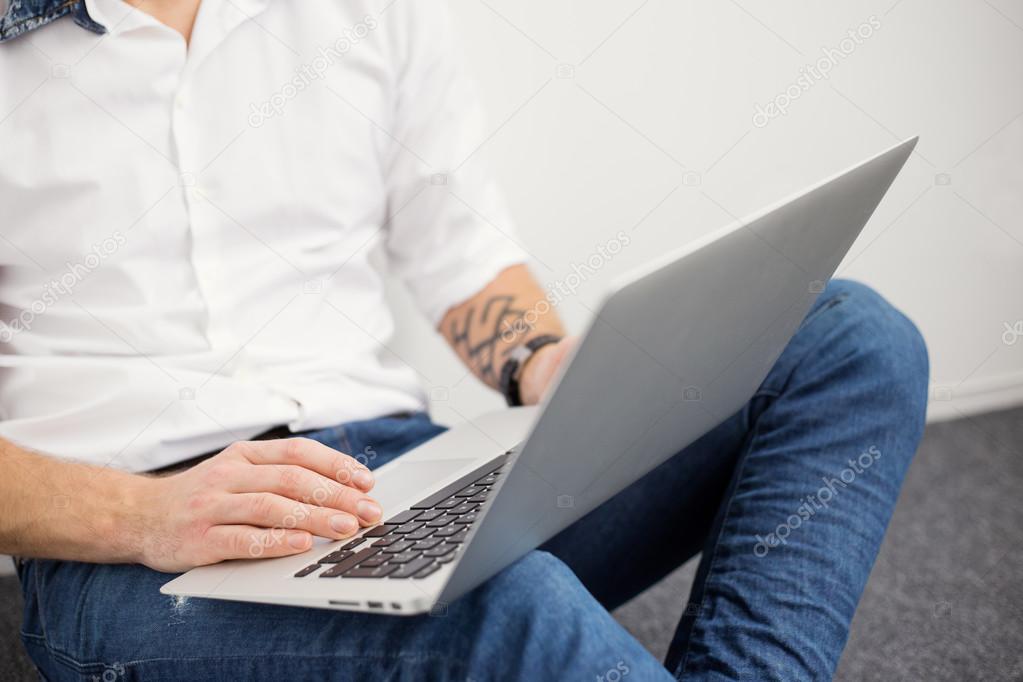 Man working with laptop