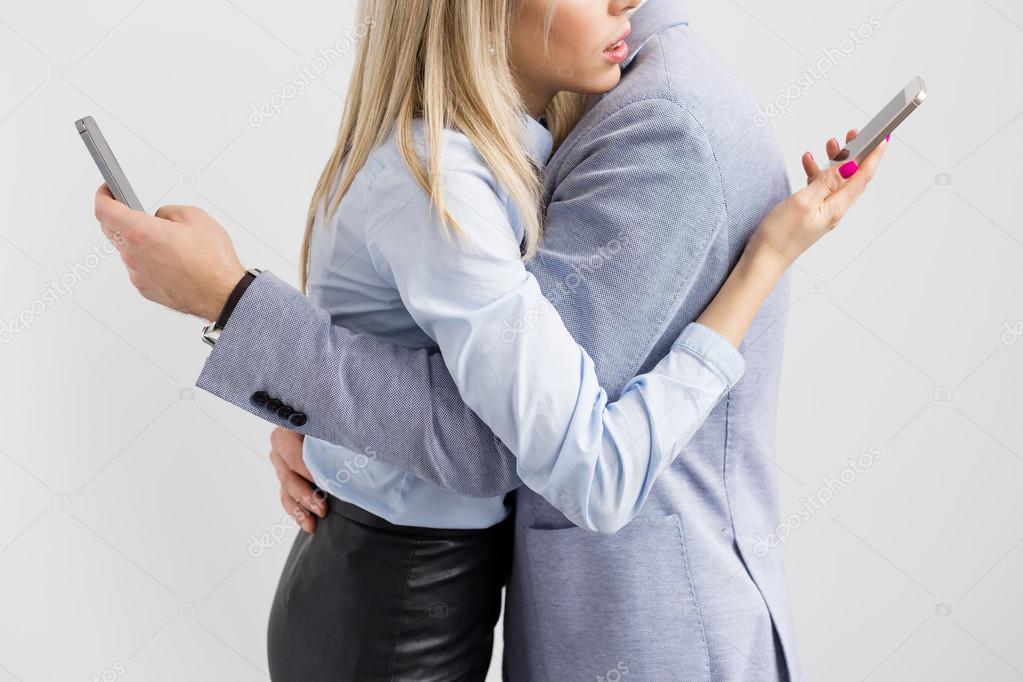 Young couple embrace