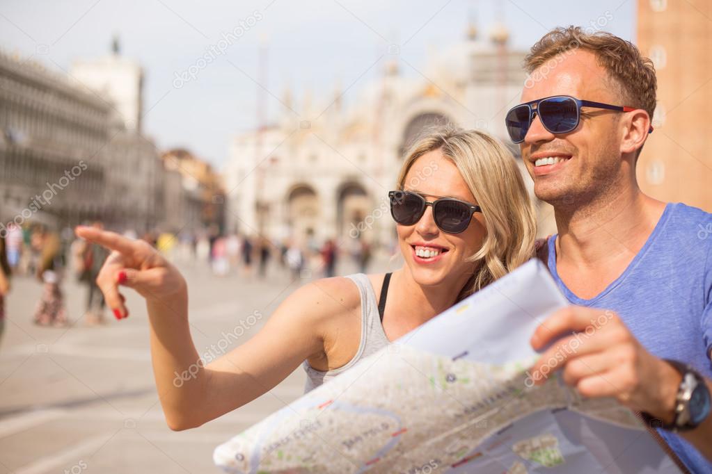 Young couple travelling